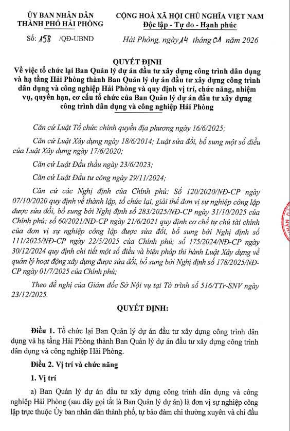 Quyết định tổ chức lại Ban quản lý